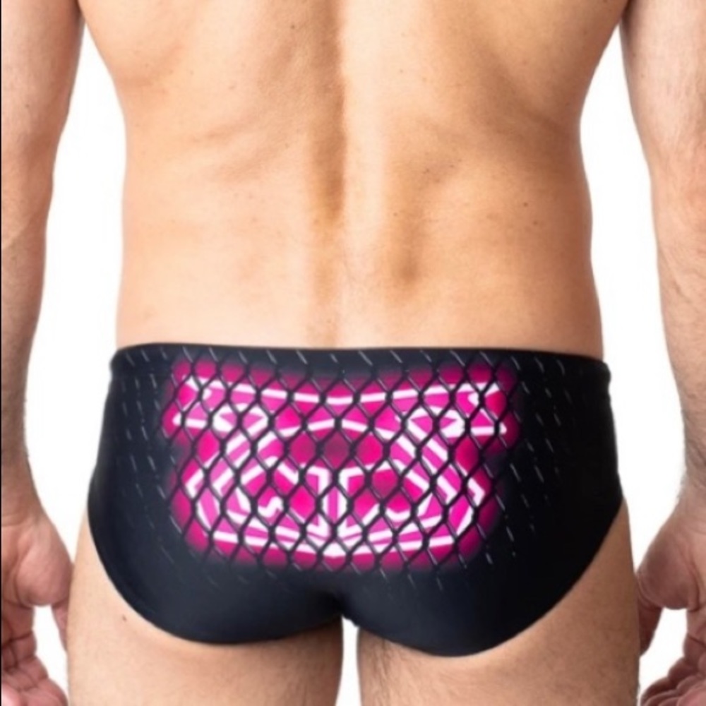 NASTY PIG Radiate Bikini Swim Brief Size Large or XLarge Black & Hot Pink